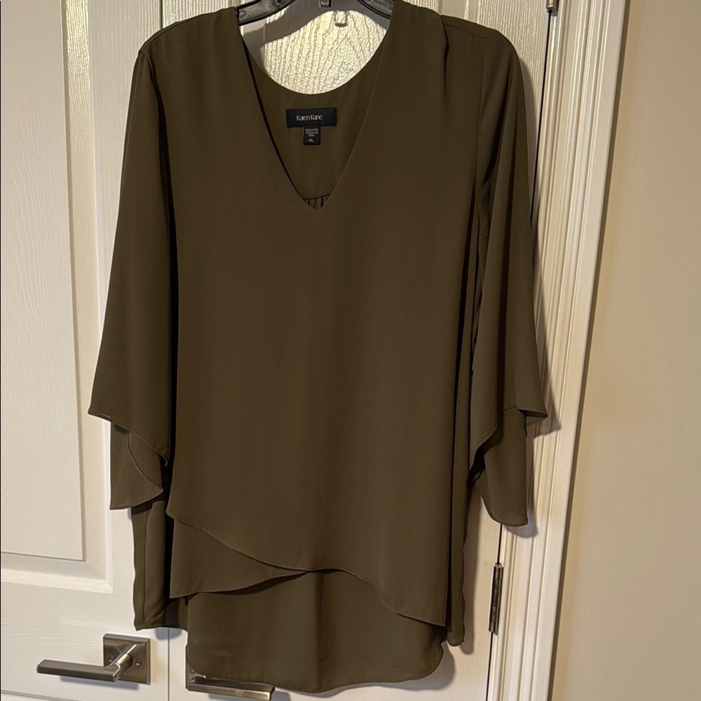 Karen Kane Deep Olive Blouse